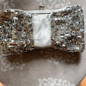 Sequined and Satin Bag. Original tag. From Nordstrom’s. Grey and silver